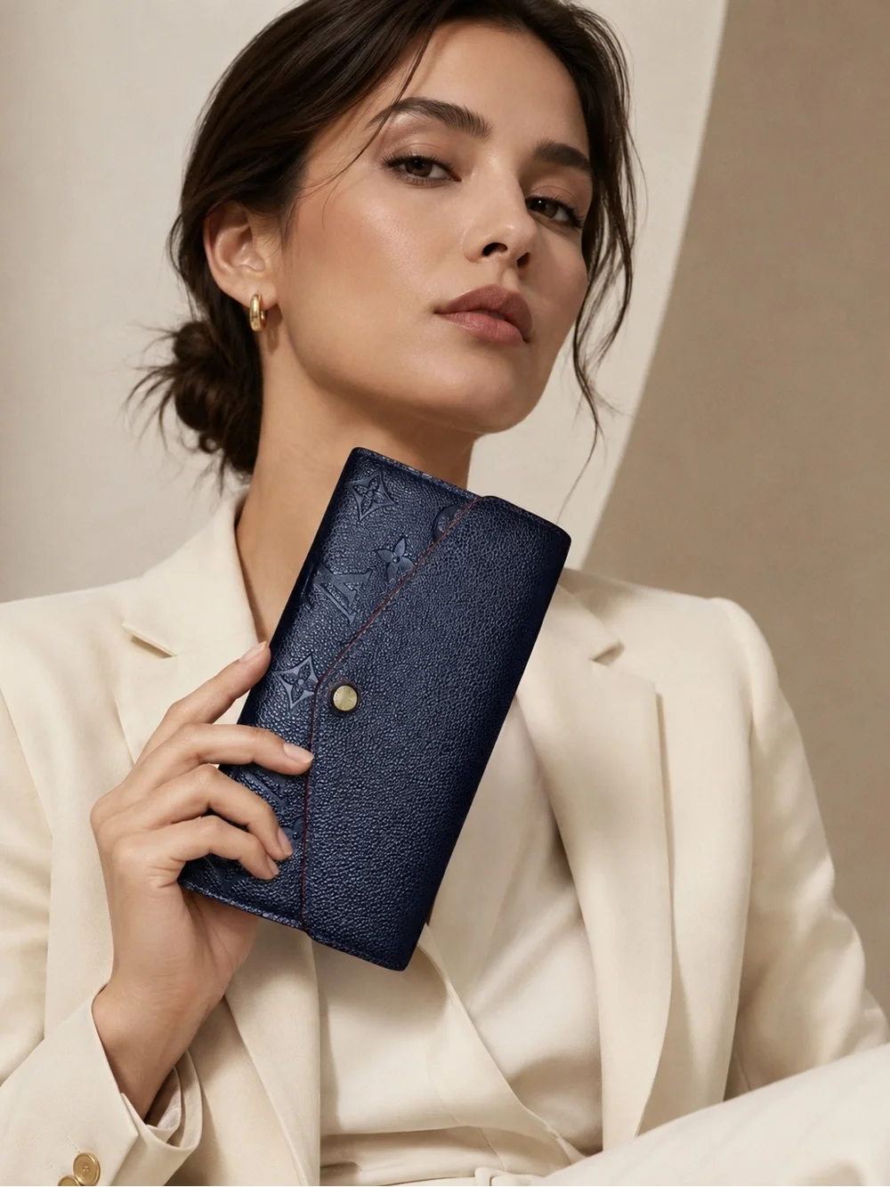 • Louis Vuitton • Women’s Monogram Sarah Wallet Marine Rouge (Navy W Red Trim)